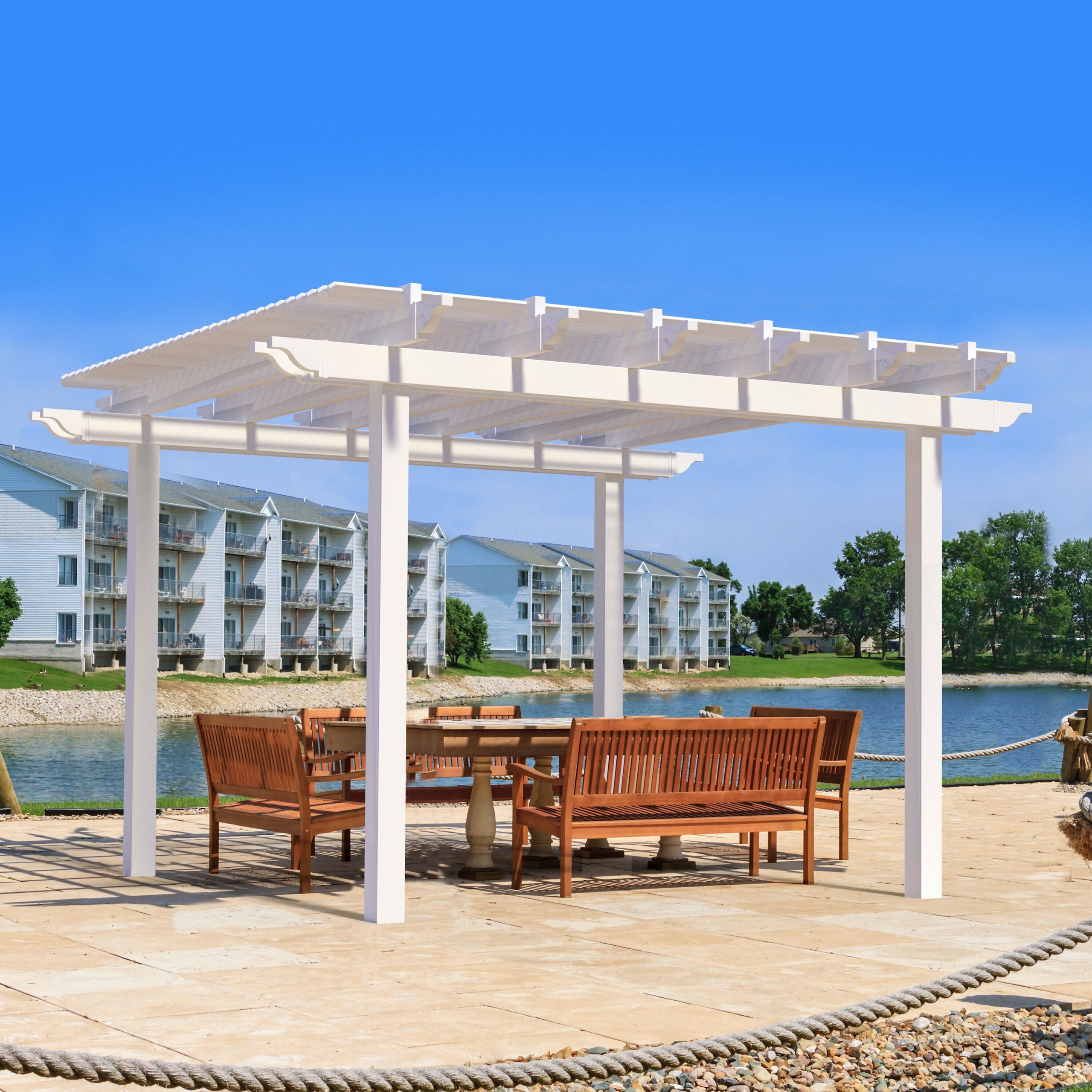 Weather Resistant White Vinyl Pergola