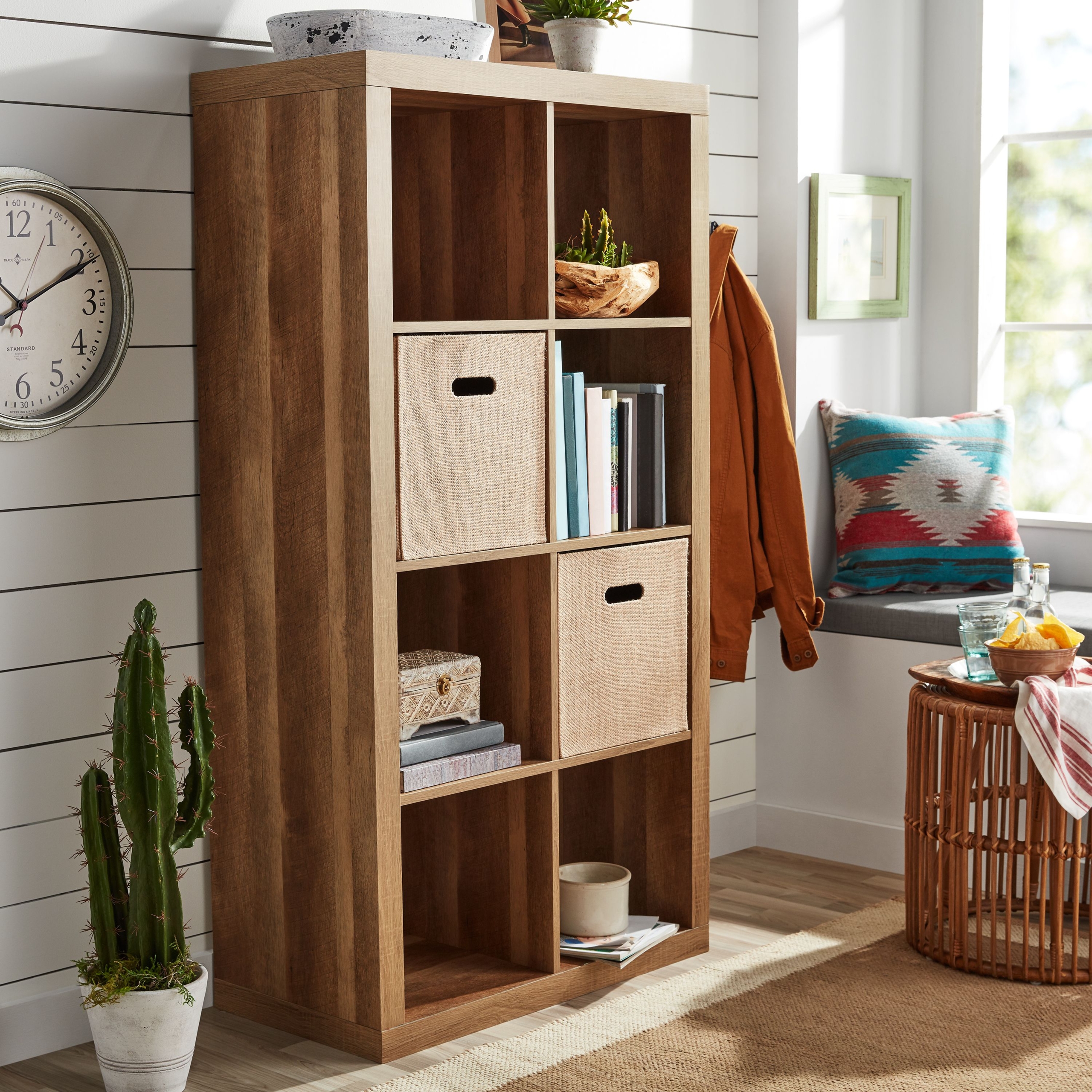 Weathered Manufactured Wood Cube Bookcase
