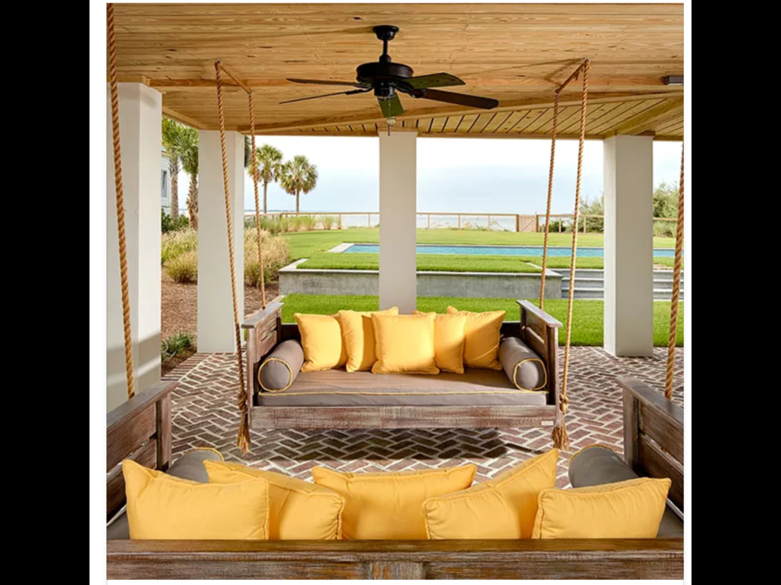 Weathered Wood Porch Swing Bed