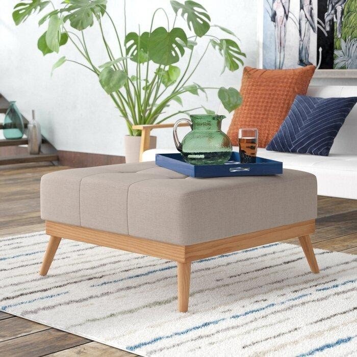 Wheat Cream Polyester Scandinavian Cocktail Ottoman