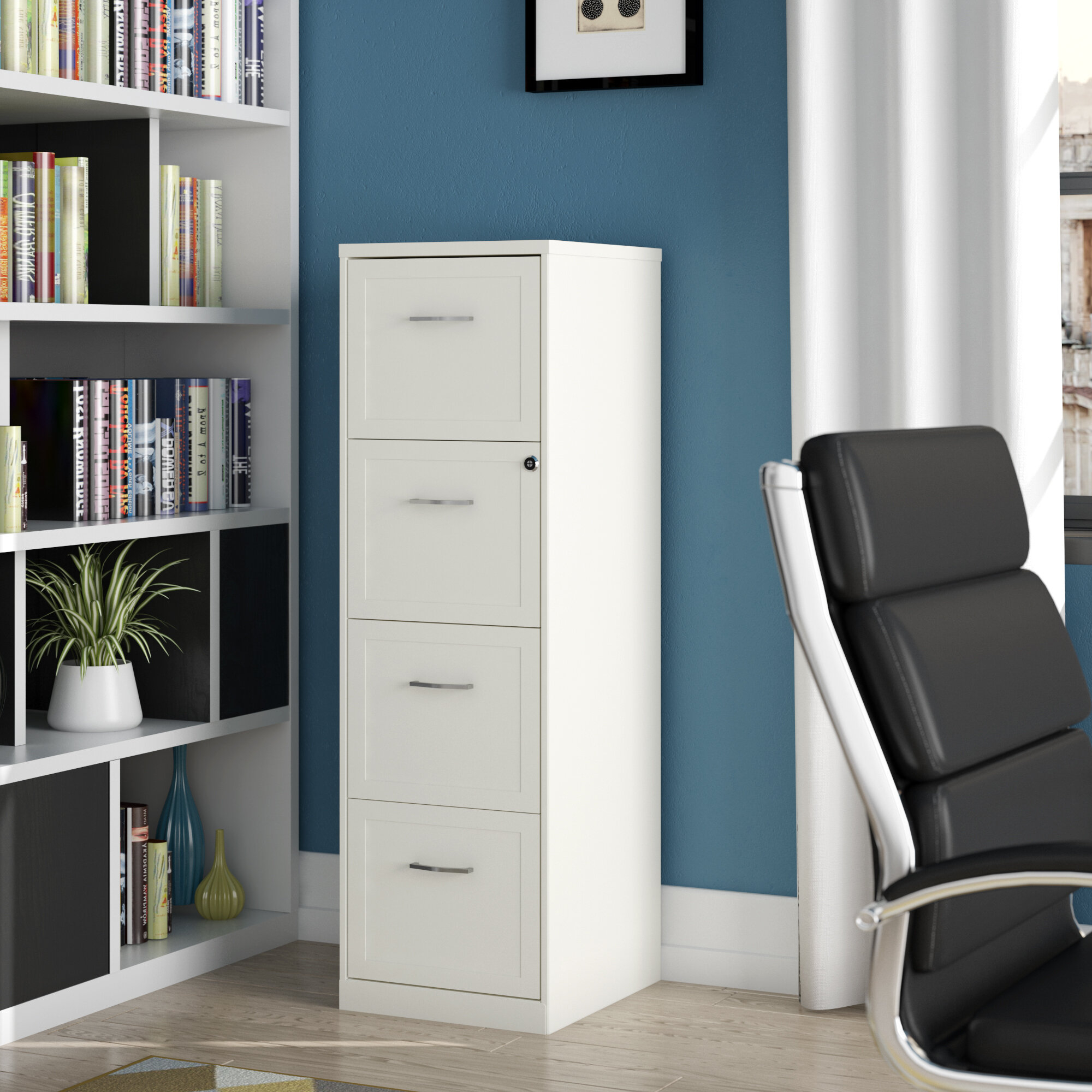 White 4-Drawer Vertical Filing Cabinet