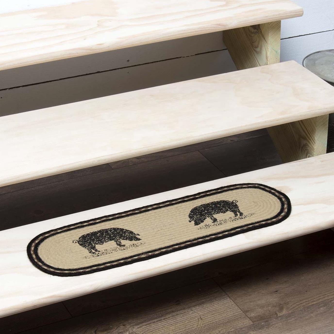 White Black Natural Fiber Stair Tread