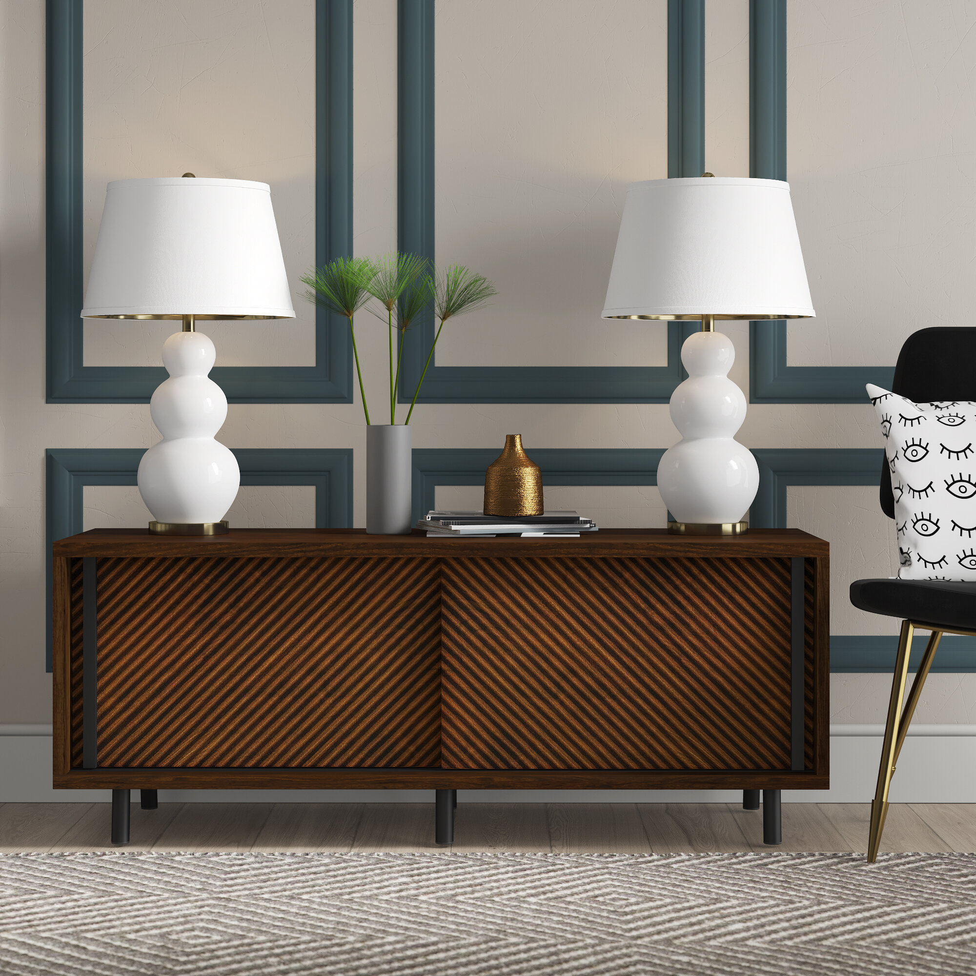 White Ceramic Table Lamp Set