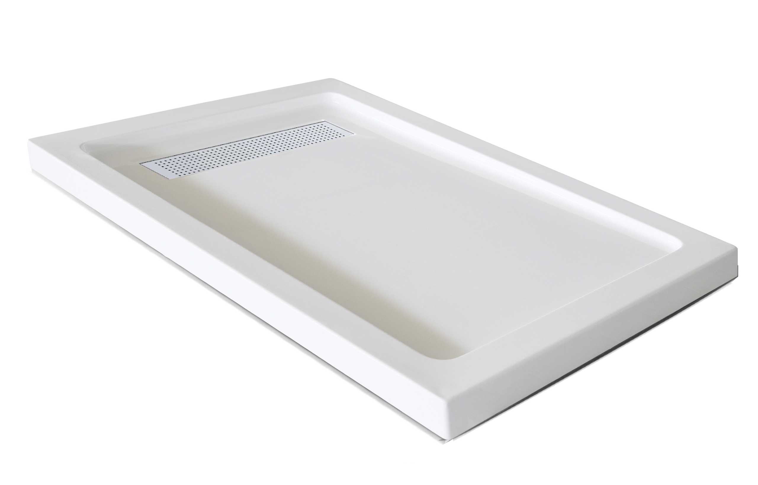 White Chrome Acrylic Rectangle Shower Base