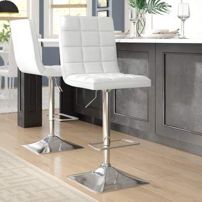 White Chrome Metal Adjustable Height Bar Stool