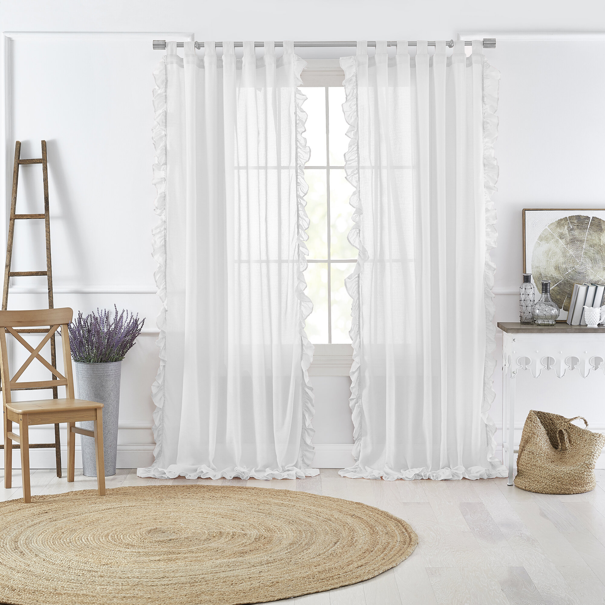 White Cotton Single Curtain Panel