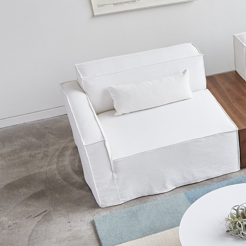 White Denim Modular Sofa Slipcover