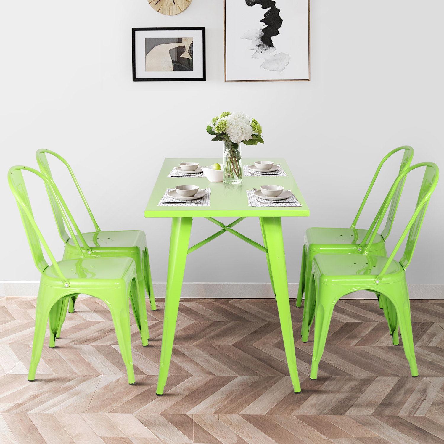 White Durable Laminate Dining Set