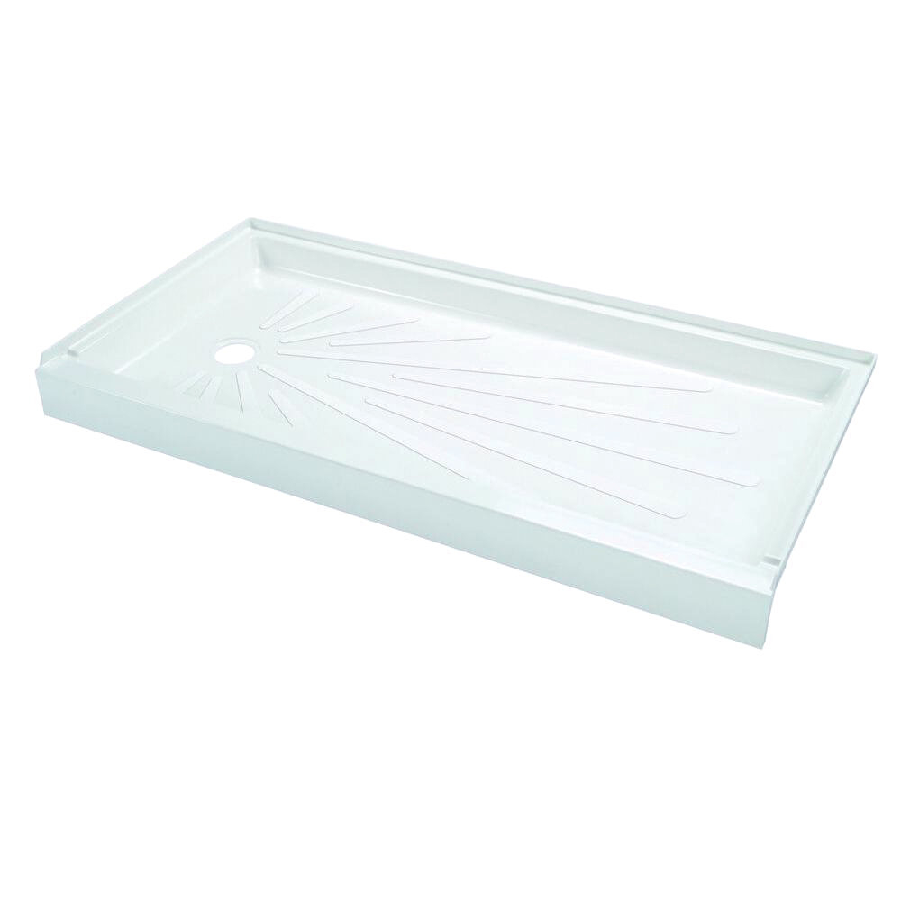 White Fiberglass Floor Mounted Shower Base