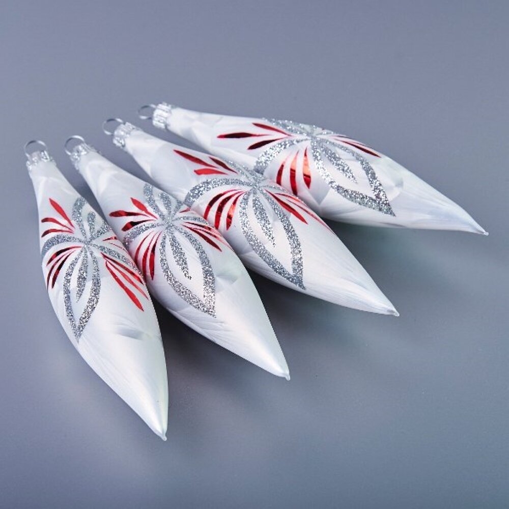 White Glass Icicle Hanging Ornament