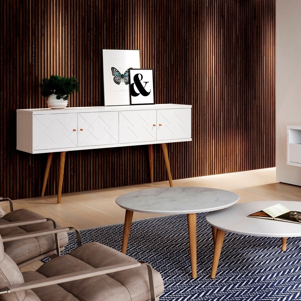 White Gloss Solid Manufactured Wood Buffet Table