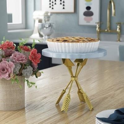 White Gold Stoneware Round Cake Stand
