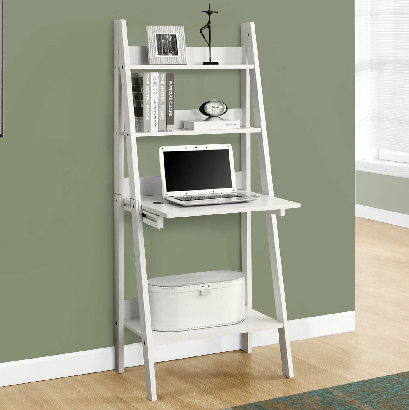 White Ladder Compact Computer Desk