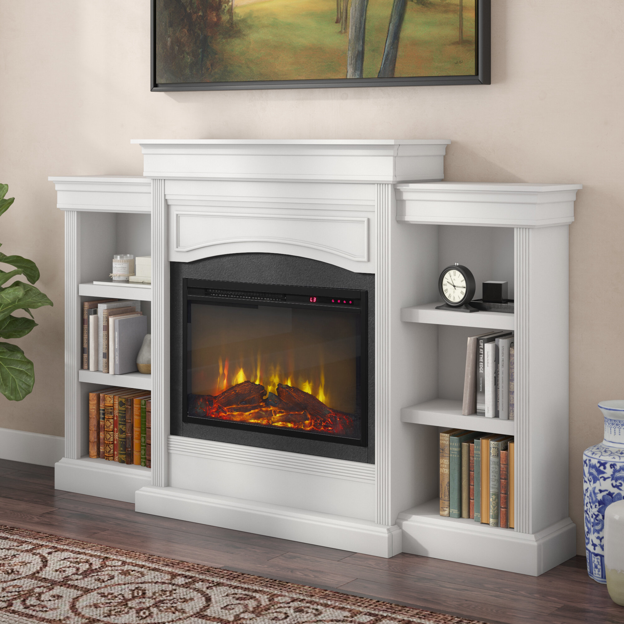 White Mantel for Wall Mounted Electric Fireplace