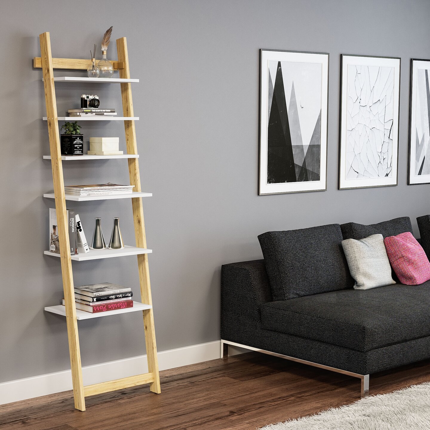 White Manufactured Wood Library Bookcase