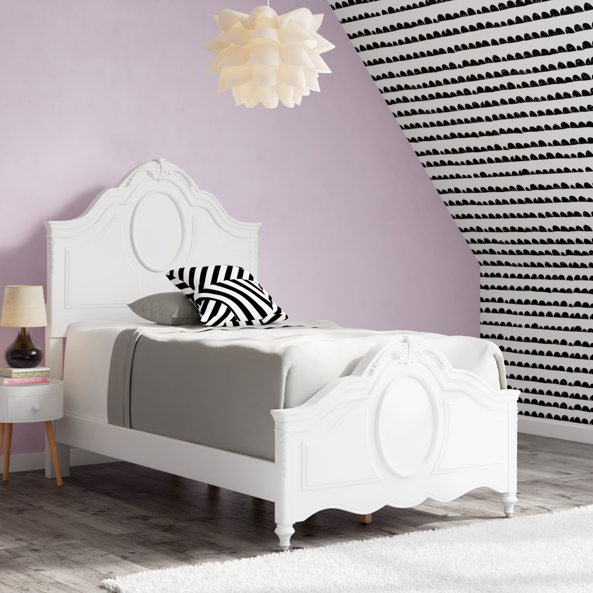 White Manufactured Wood Panel Bed