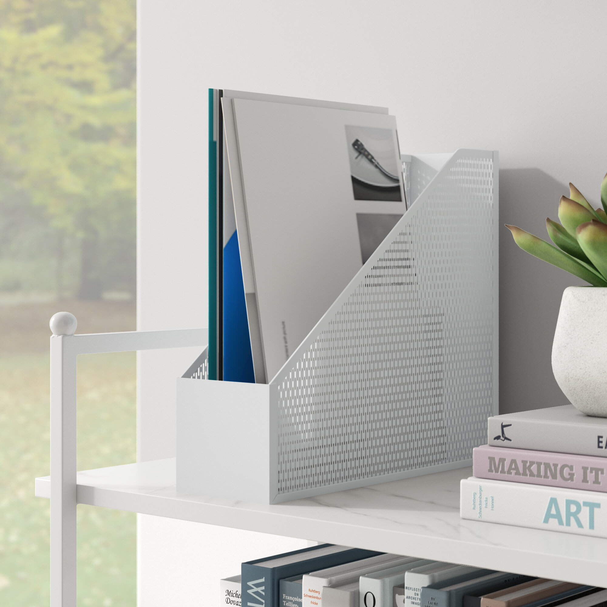 White Metal Magazine File Organizer