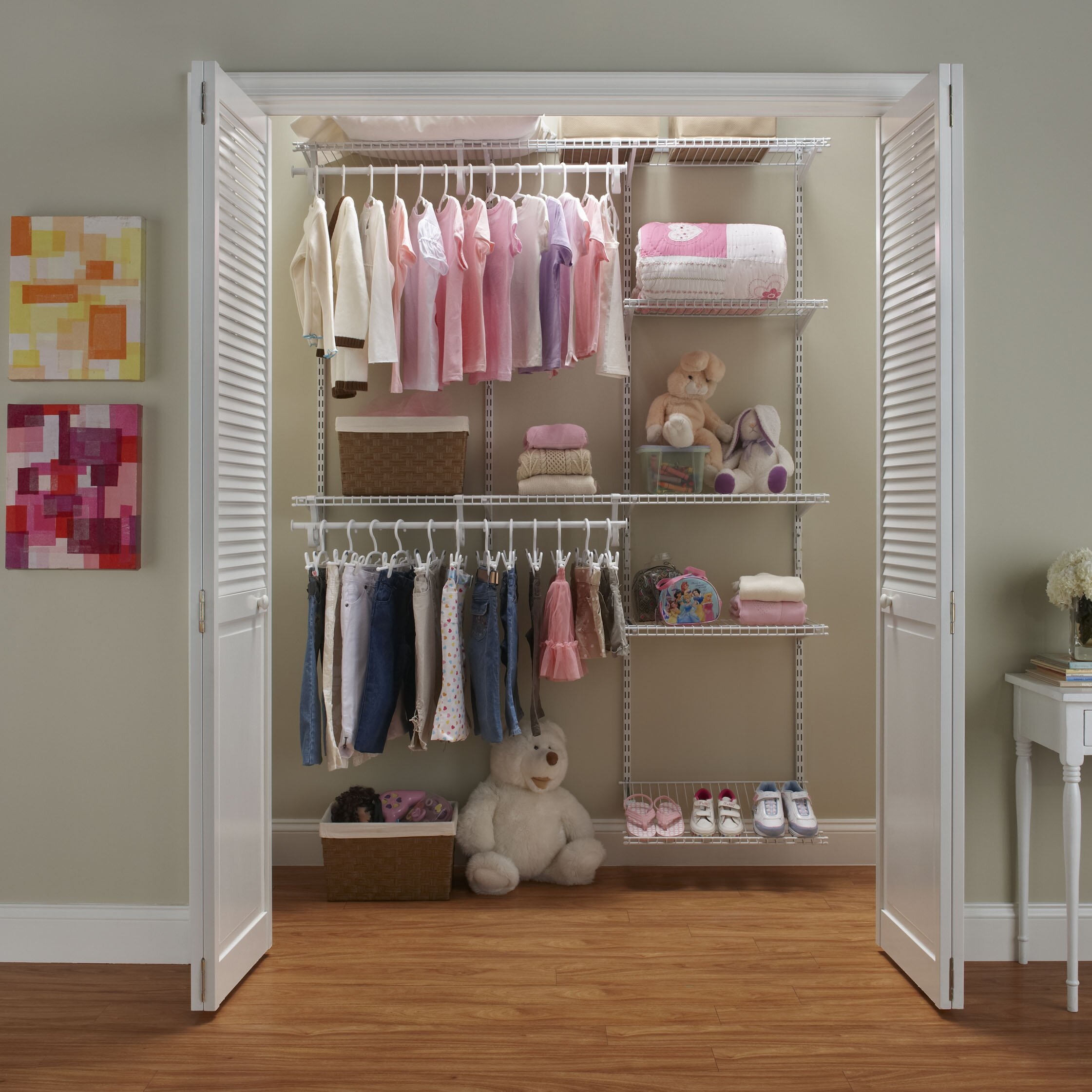 White Metal Wall Mounted Closet System