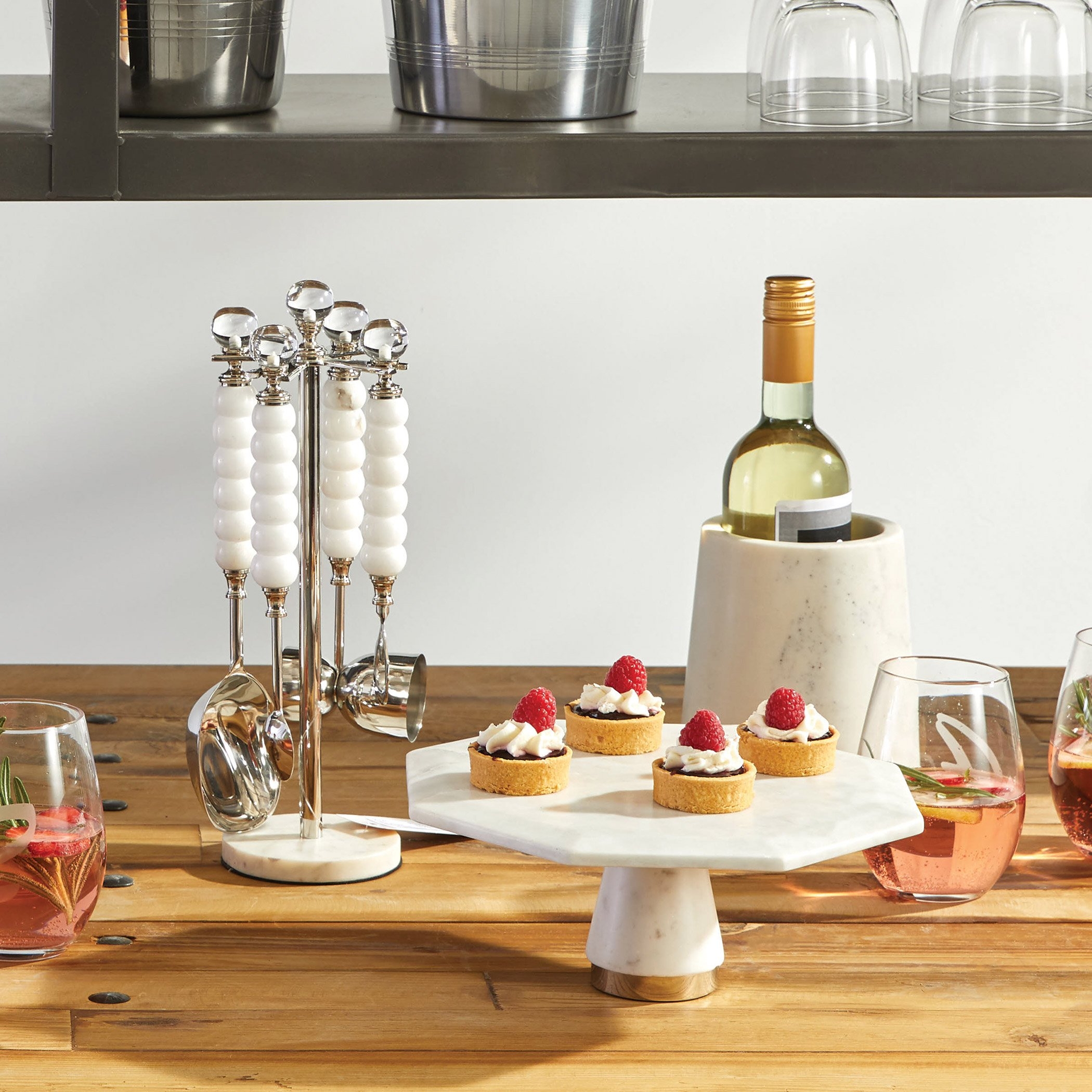 White Nickel Plated Abstract Cake Stand