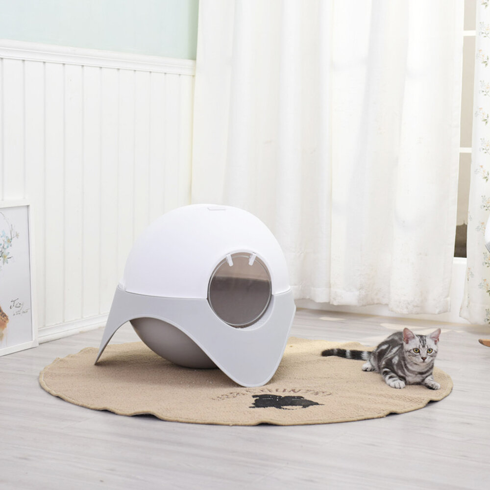 White Plastic Enclosed Standard Litter Box