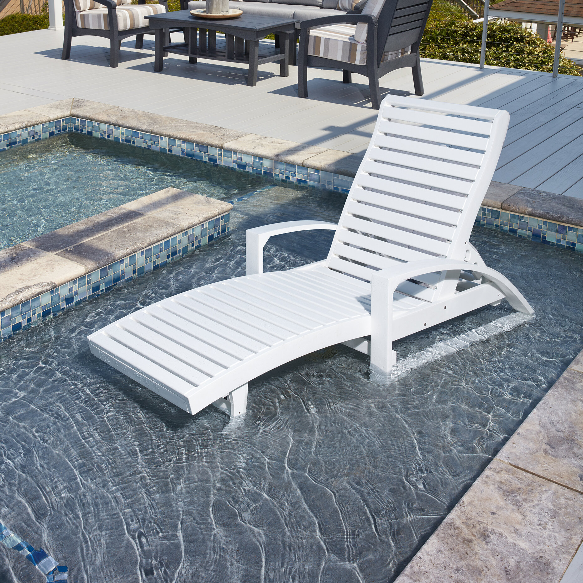 White Plastic Reclining Chaise Lounge