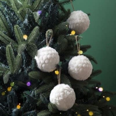 White Plush Snow Ball Ornament