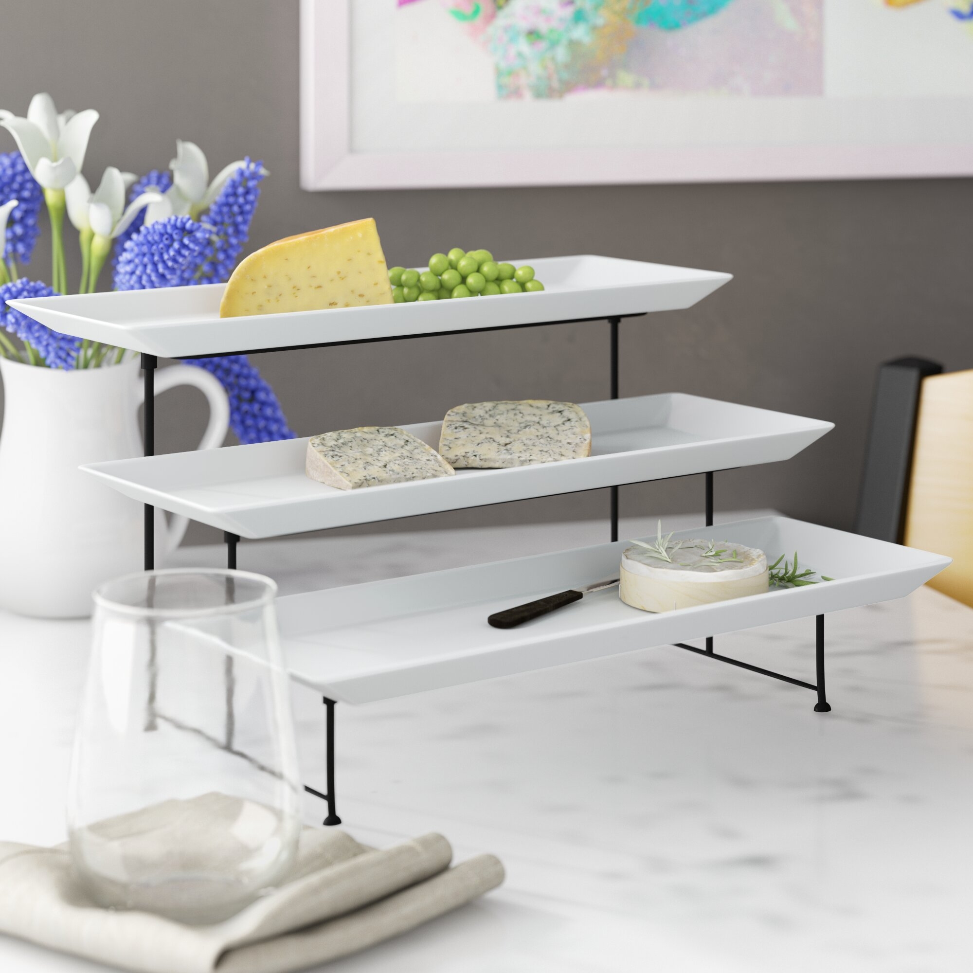 White Porcelain China Tiered Stand Set