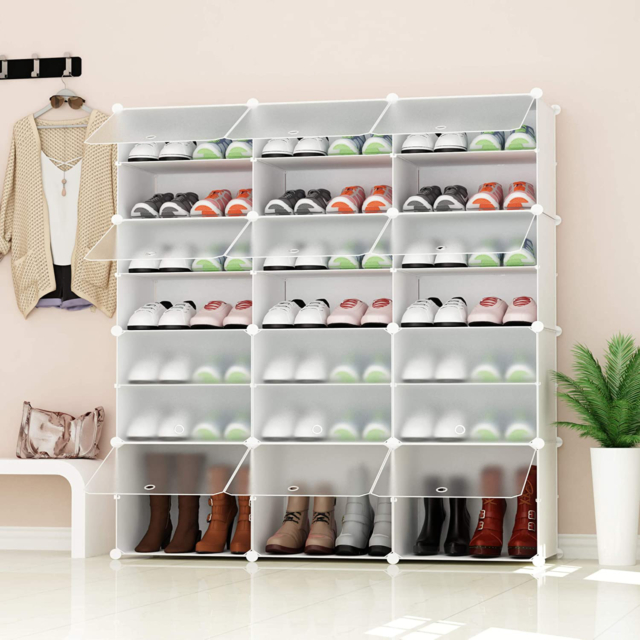 White Resin Plastic Shoe Storage Cabinet 