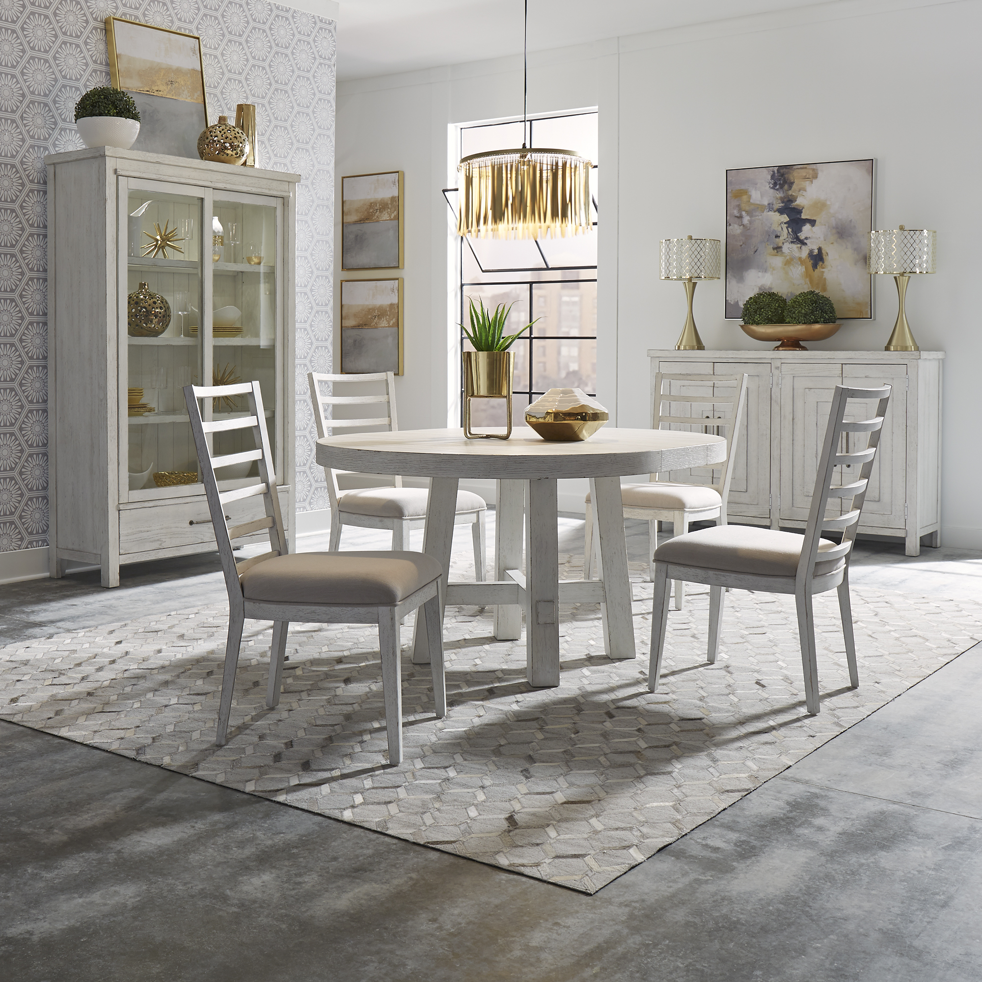 White Solid Manufactured Wood Oval Table Dining Set
