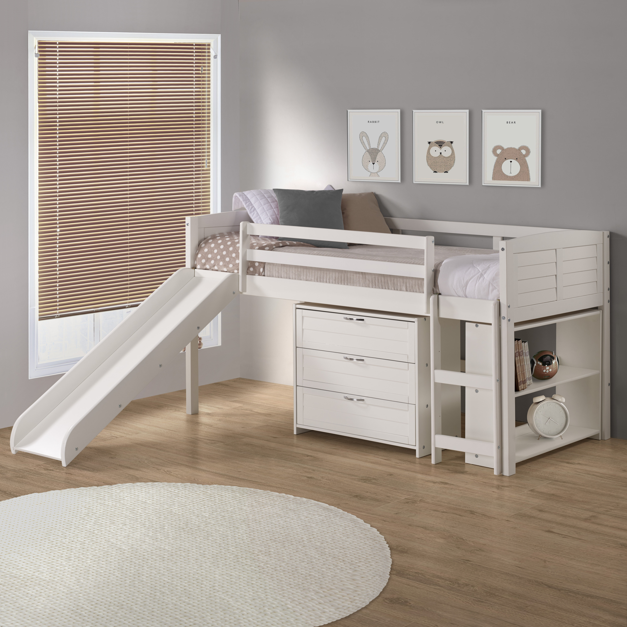 White Solid Wood Loft Bedroom Set