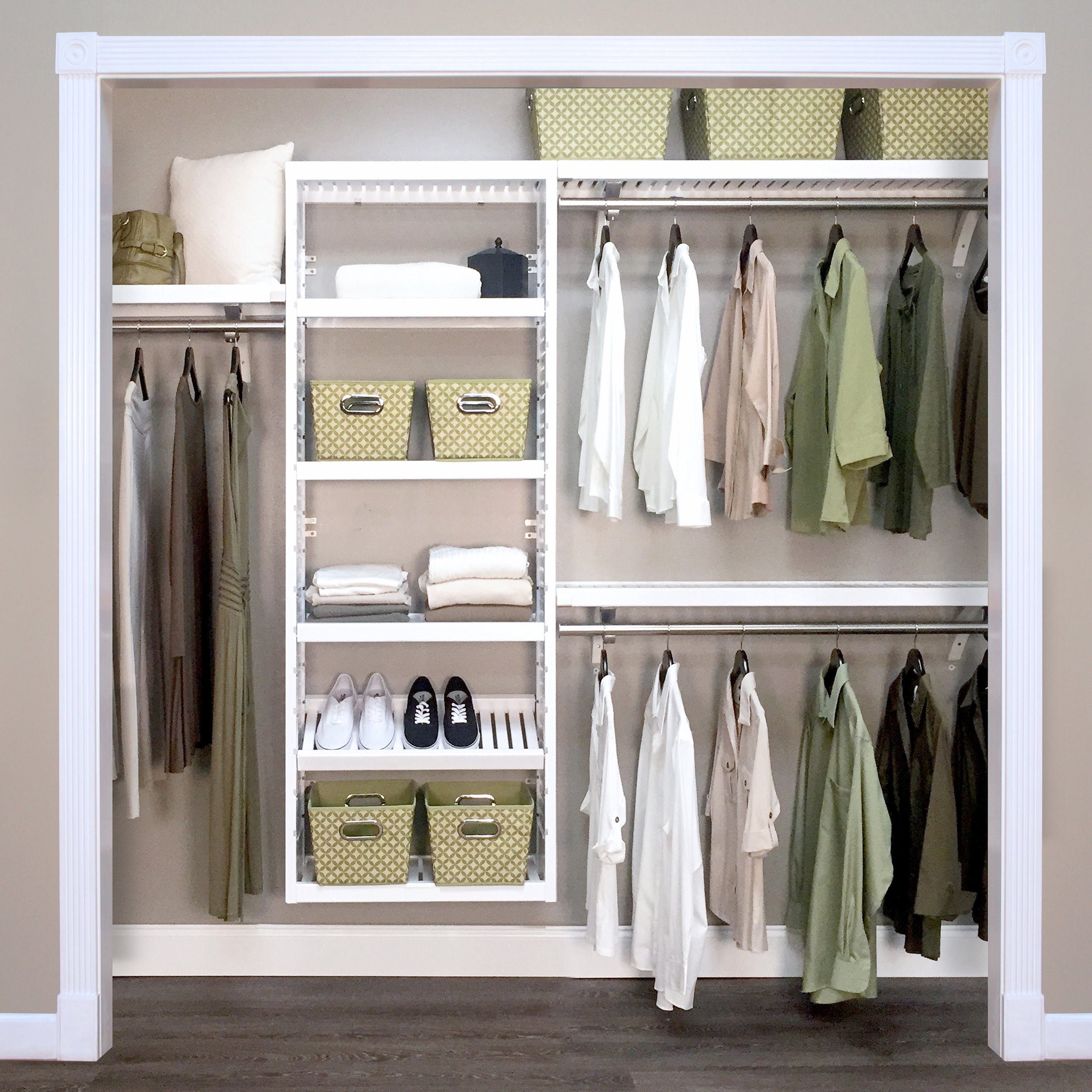 White Solid Wood Reach In Closet System