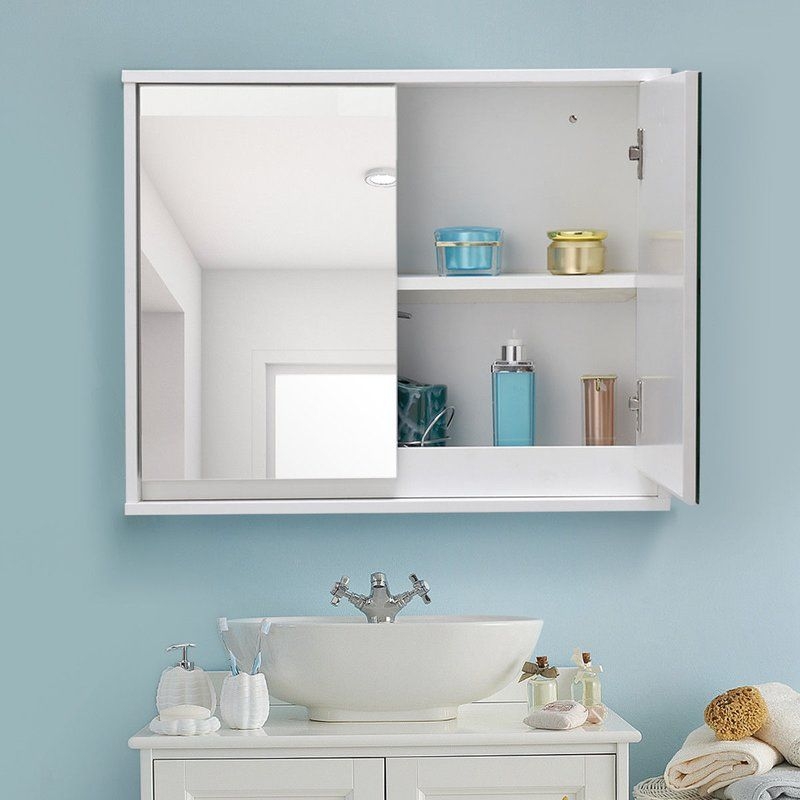 White Wall Mounted Mirror Cabinet