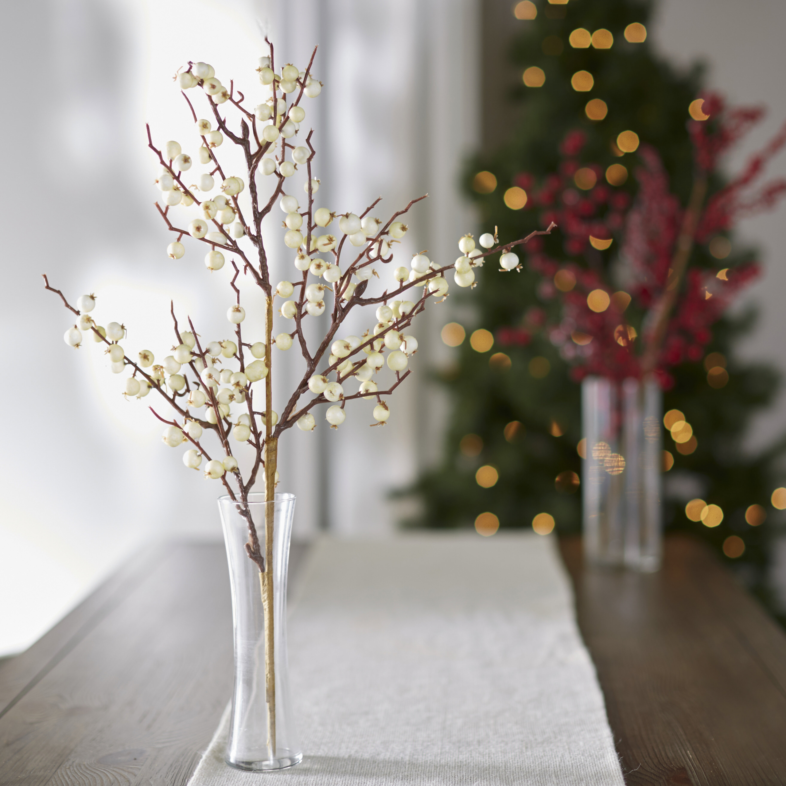 White Wild Berry Decorative Christmas Pick