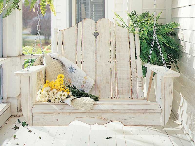White Wood Adirondack Porch Swing