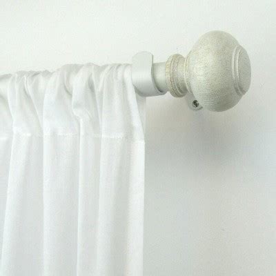 White Wood Iron Curtain Rod Set