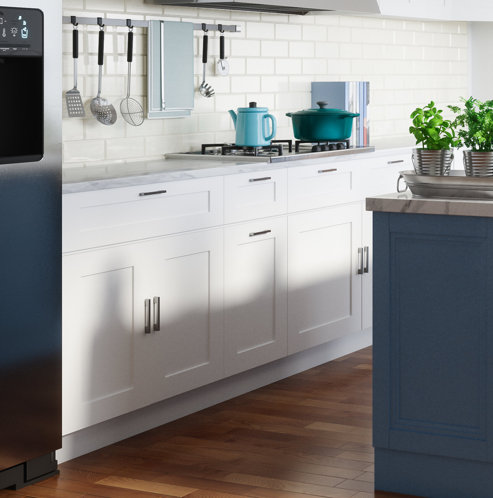 White Wood Wall Base Cabinetry