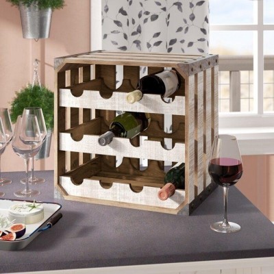 Whitewash Tabletop Wine Bottle Rack