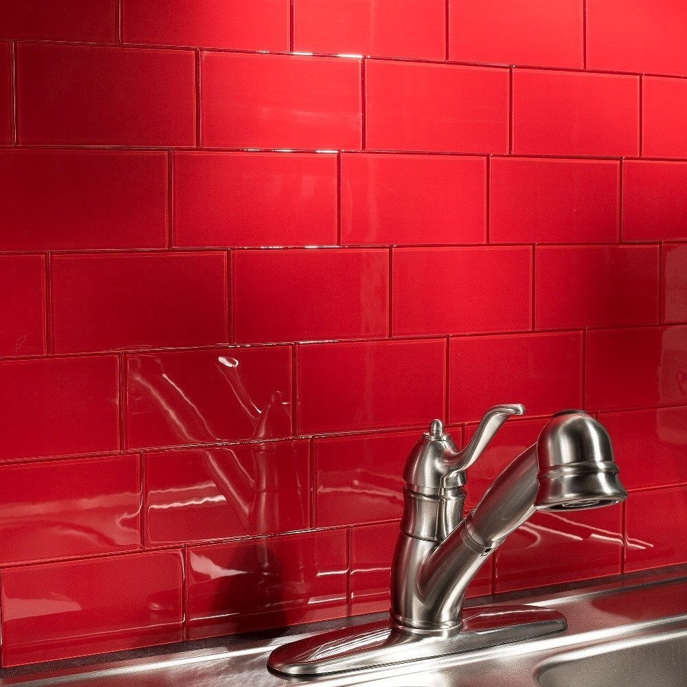 Wild Strawberry Glass Peel And Stick Subway Tile