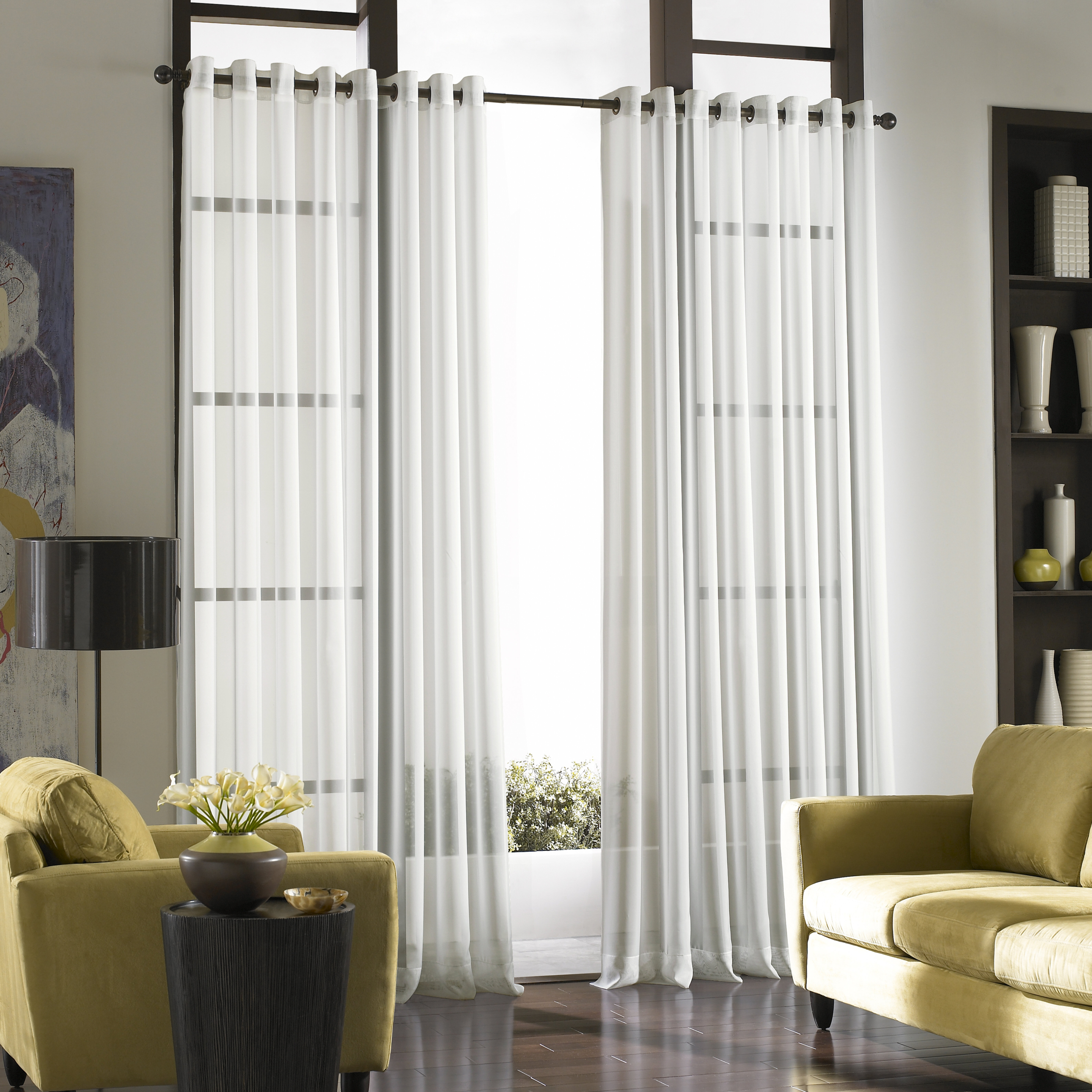 Winter White Polyester Single Curtain Panel