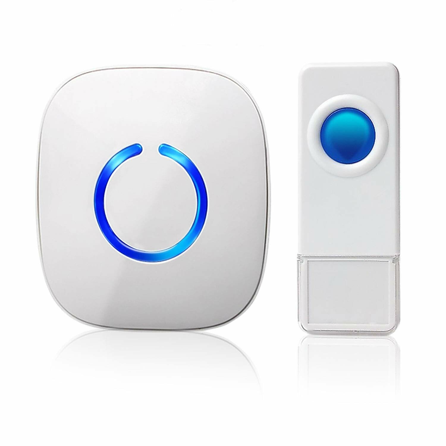 Wireless Push Button Doorbell in White and Blue