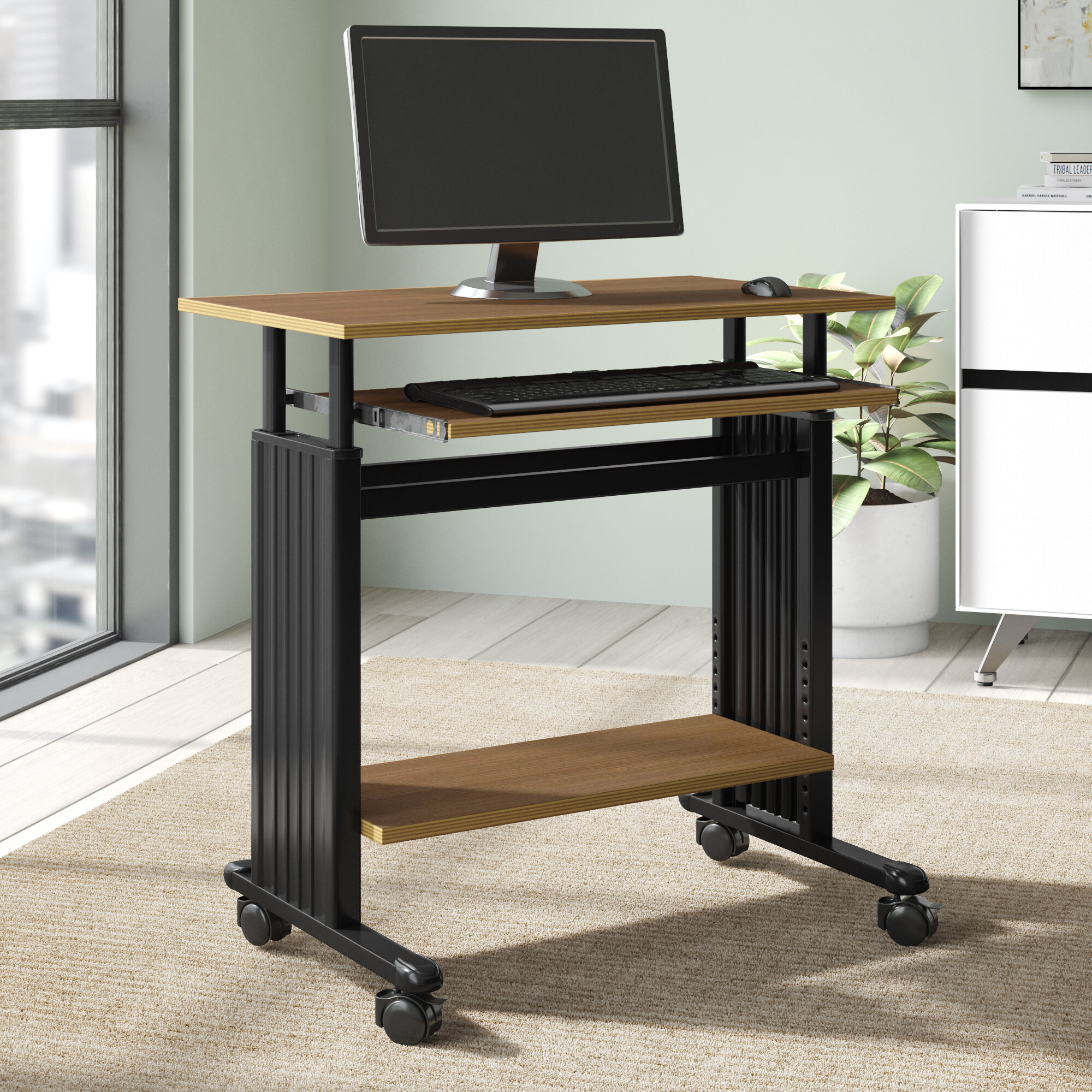 Wood and Metal Computer Desk