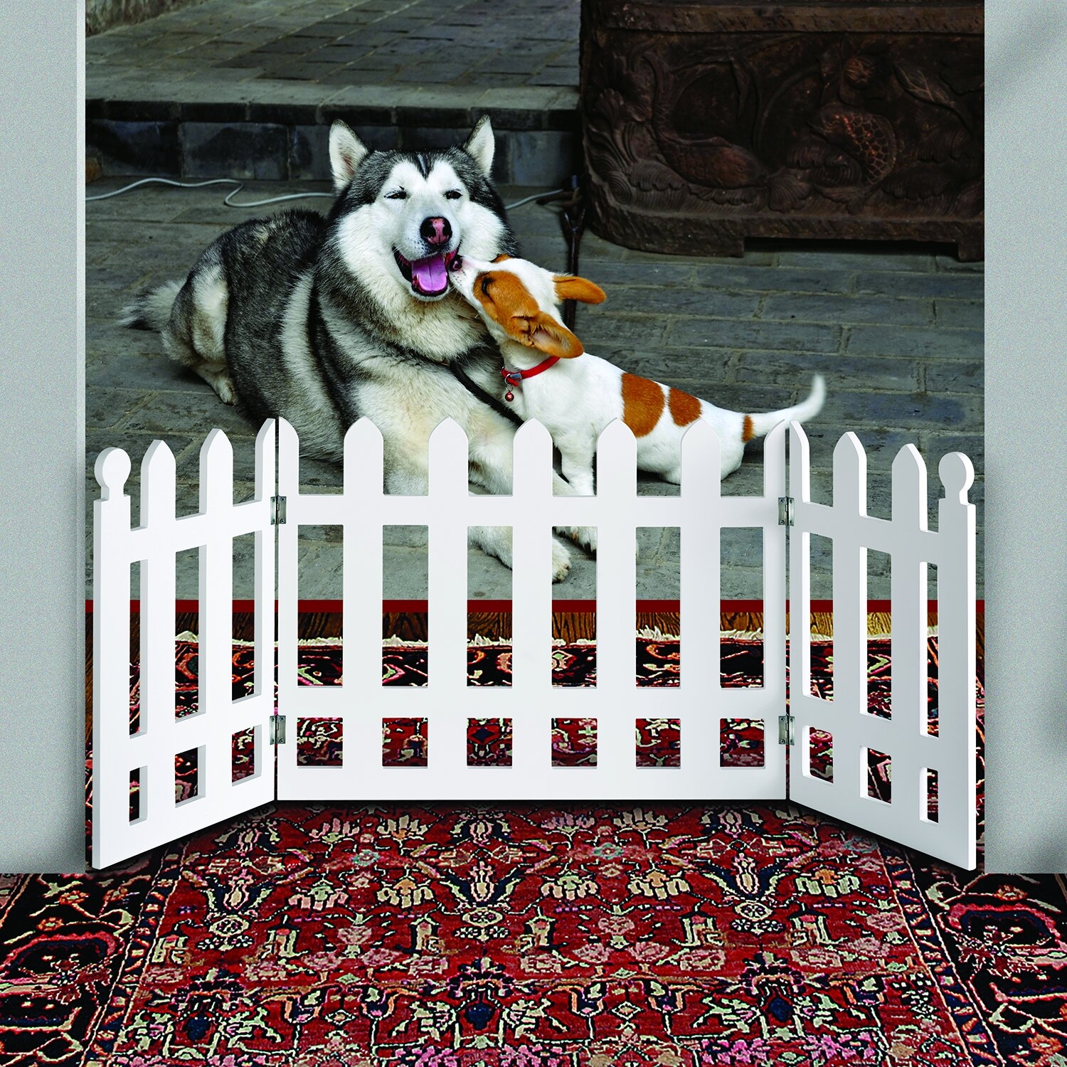 Wood Free Standing Pet Gate in White
