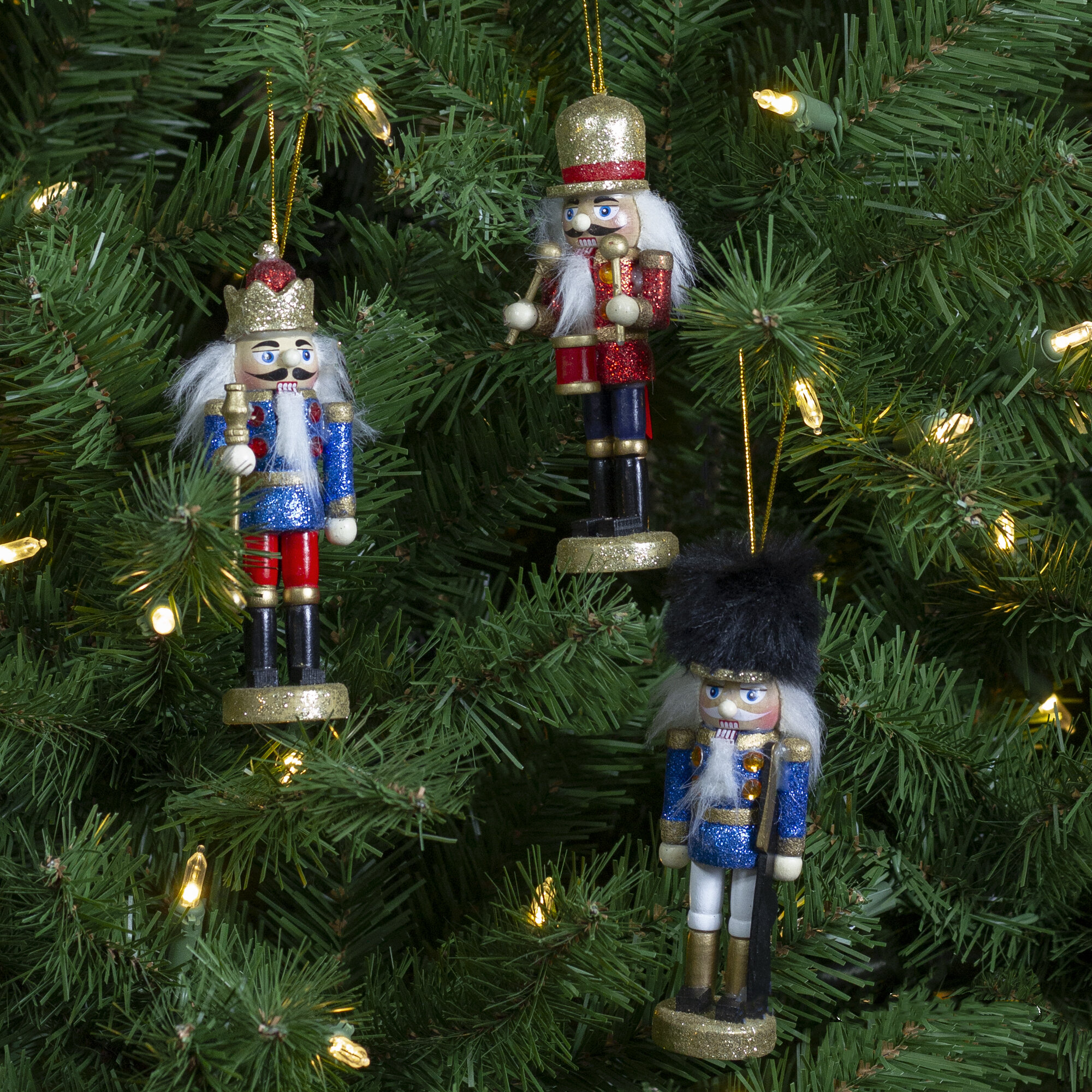 Wood Hanging Figurine Ornament Set