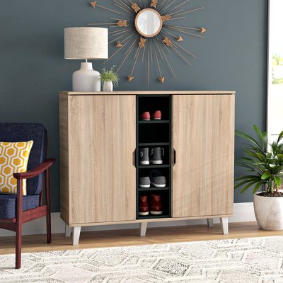 Wooden Freestanding Shoe Storage Cabinet Corrigan Studio Finish: Black