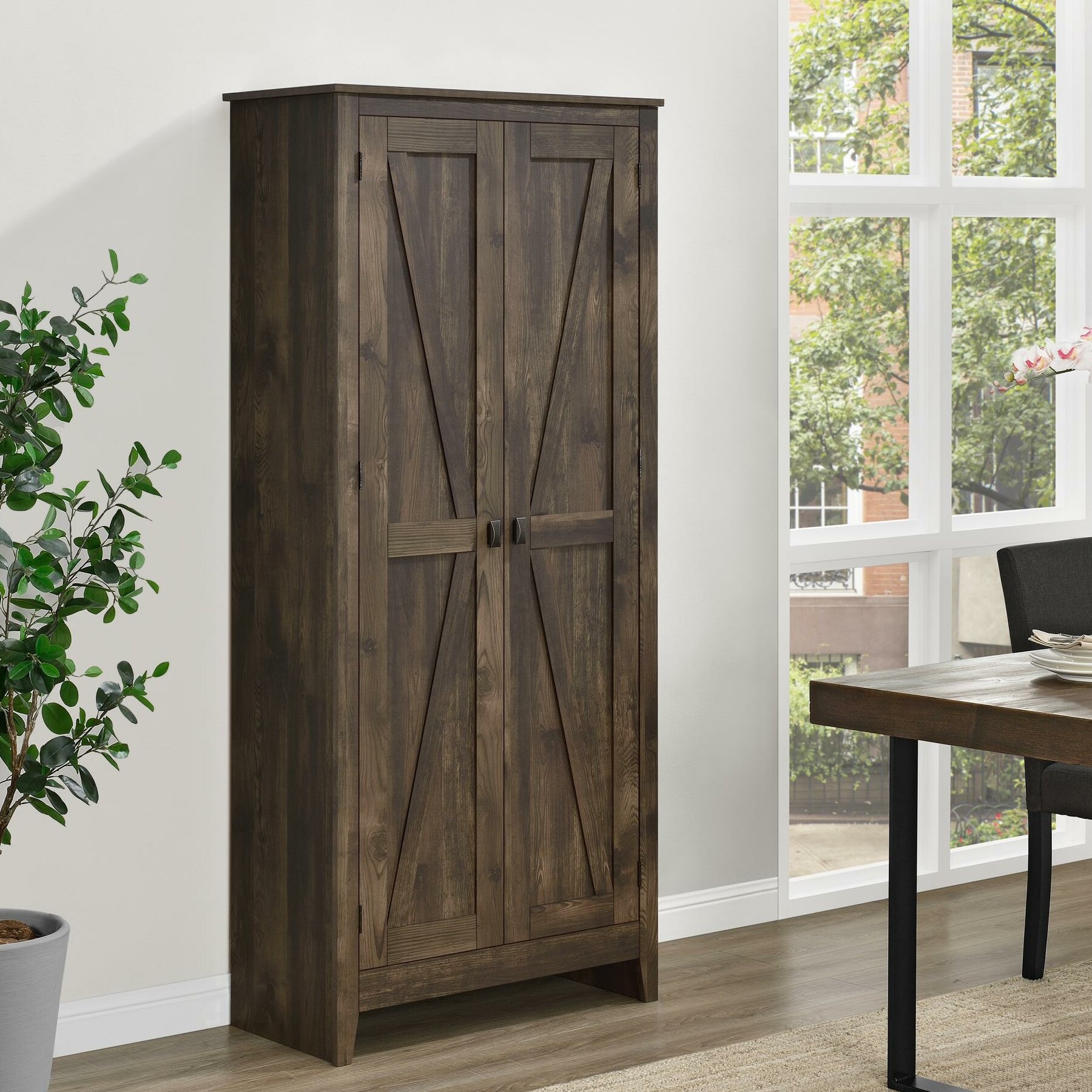 Wooden Vertical Office Storage Cabinet in Brown