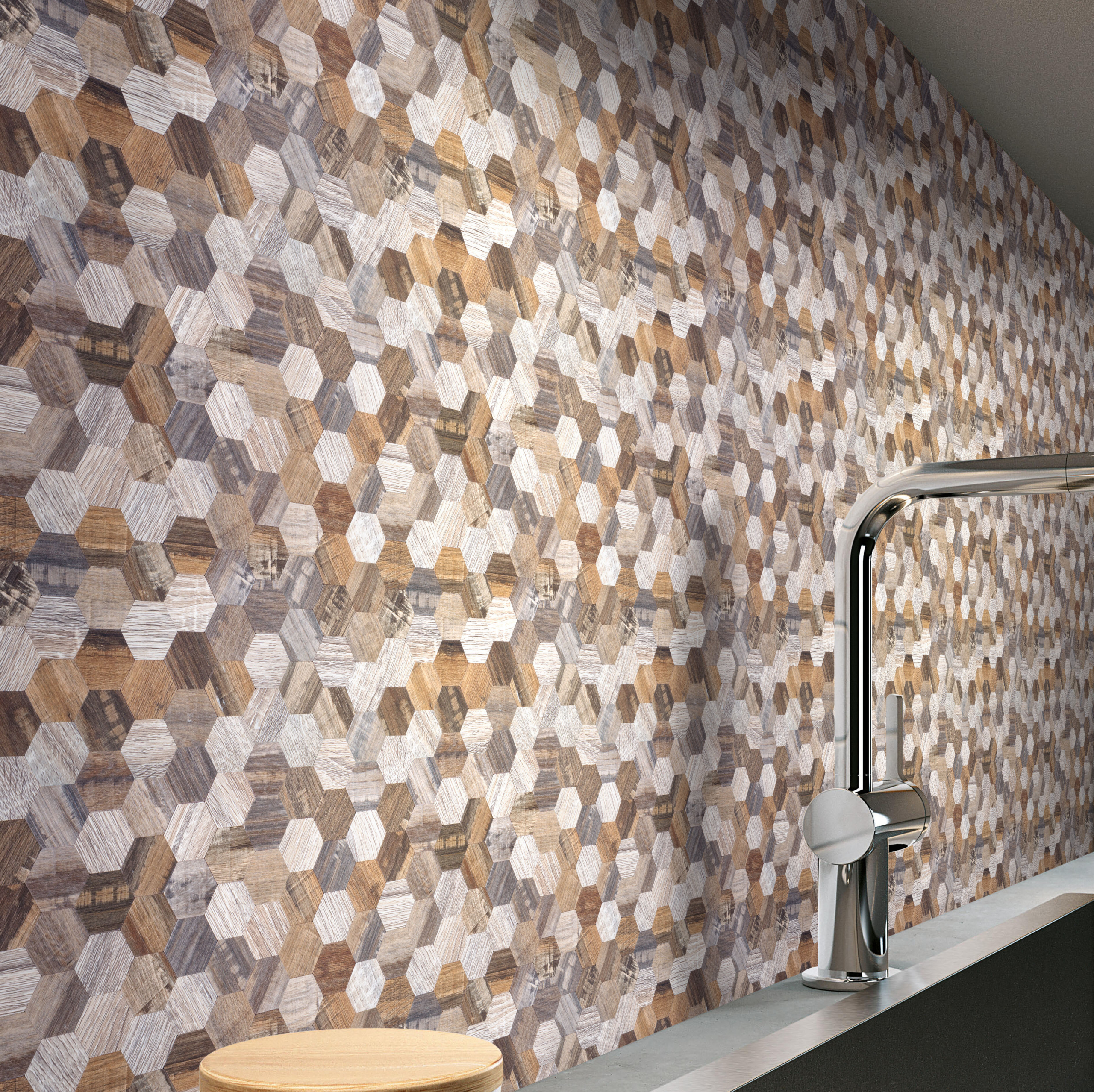 Woodlook PVC Metal Peel And Stick Mosaic Tile