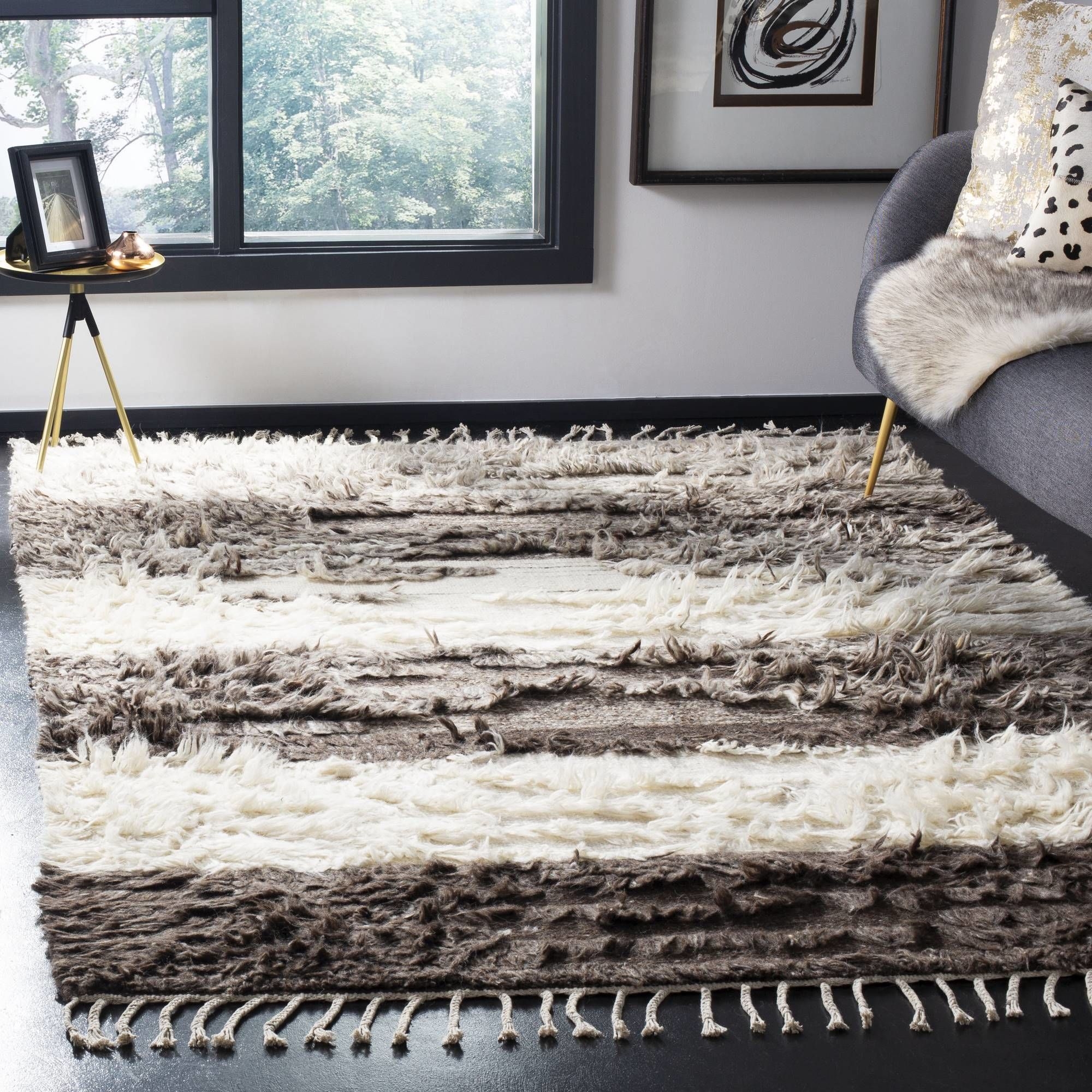 Wool Beige Rustic Area Rug