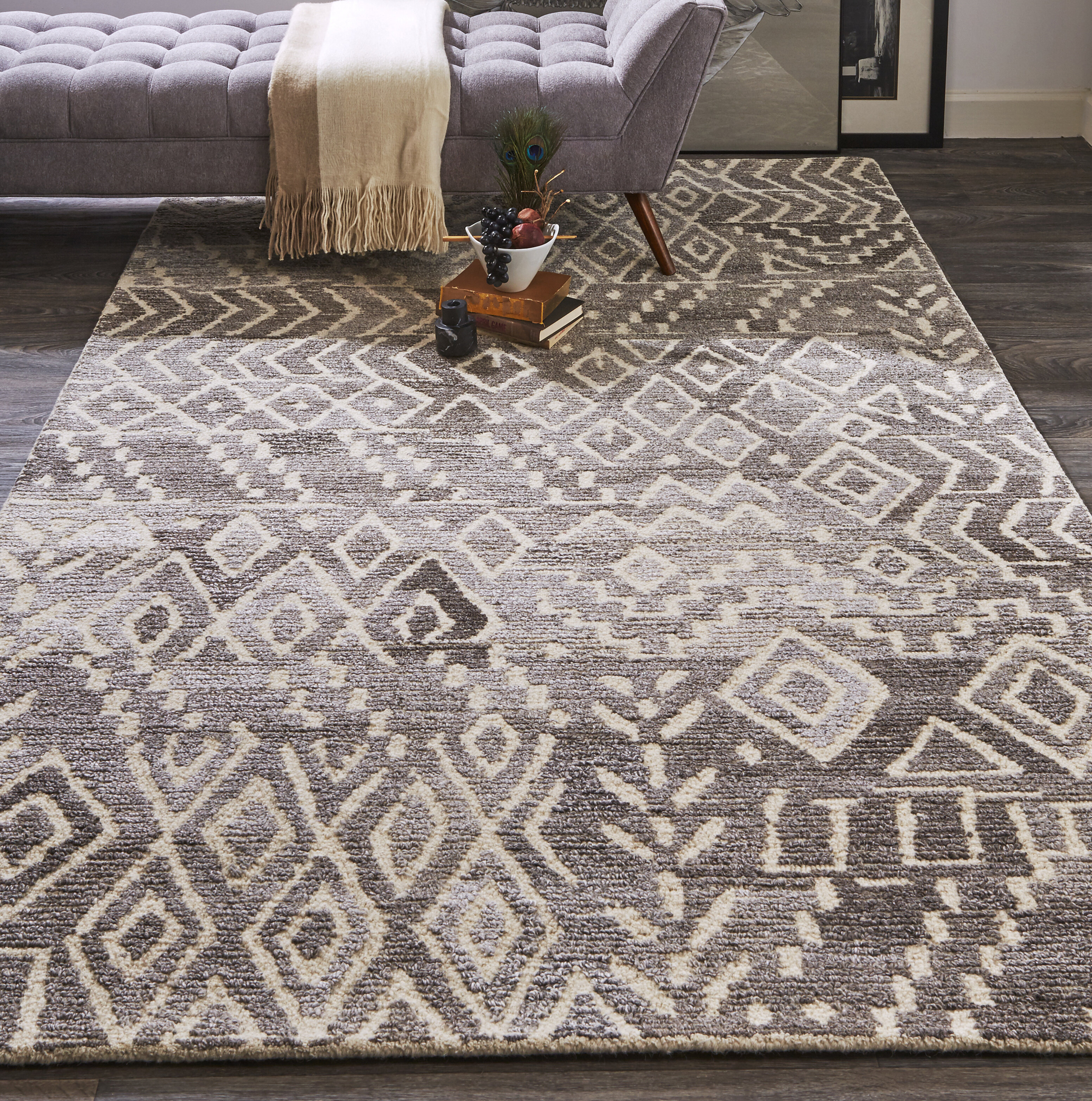 Wool Cotton Taupe Glam Rug