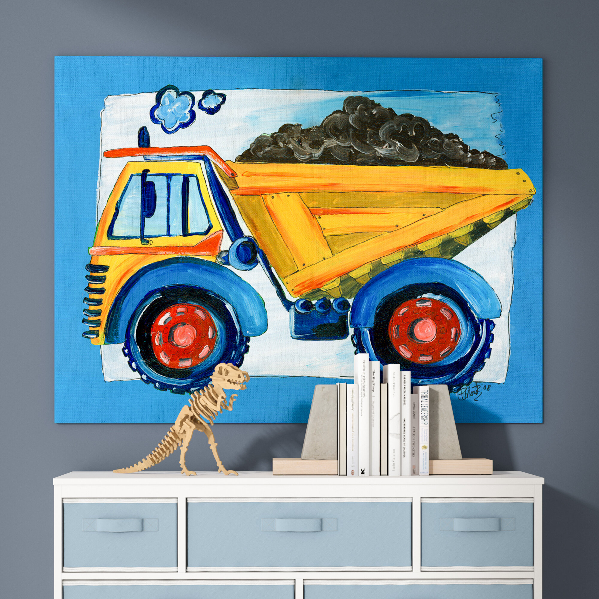 Yellow Dump Truck Canvas Art