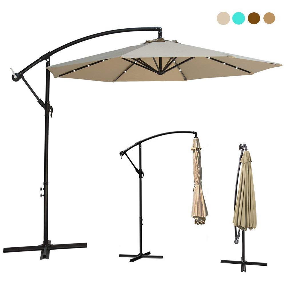 : 10ft Deluxe Solar Power Outdoor Umbrella ...